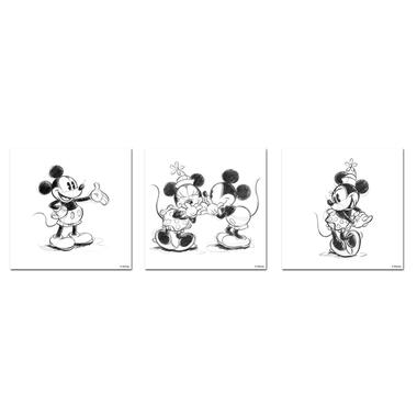 Disney - Canvas Set van 3 - Mickey & Minnie - Sketches - 3x30x30cm product