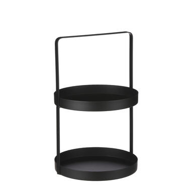 Mica Decorations Etagere 2 Laags - H41 x Ø25 cm - Metaal - Zwart product
