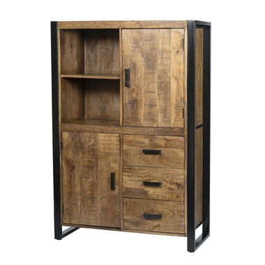 Livingfurn - Cabinet Nairobi - 43x100x150 - Bois de manguier et acier enduit product