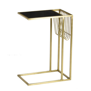 Livingfurn - Table d'appoint Djura Laiton Noir - Marbre - 30x45x65 product