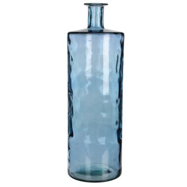 Mica Decorations Guan Fles Vaas - H75 x Ø25 cm - Gerecycled Glas - Blauw product