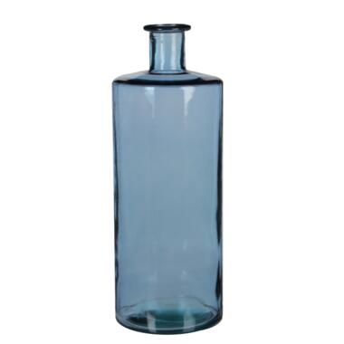 Mica Decorations Guan Fles Vaas - H40 x Ø15 cm - Gerecycled Glas - Blauw product