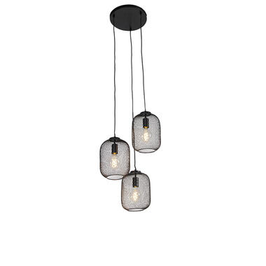 QAZQA suspension industrielle noire 45 cm 3 lumières - bliss mesh product