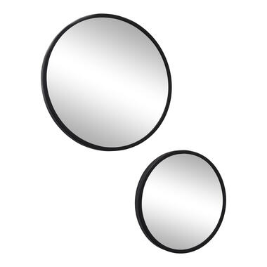 LOFT42 Mirror Spiegels Rond Zwart Set van 2 - Metaal - Ø45 & Ø35 product