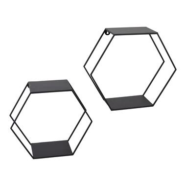 LOFT42 Hexagon Set van 2 Wandboxen Zeshoek - Zwart - 41x36x15 product
