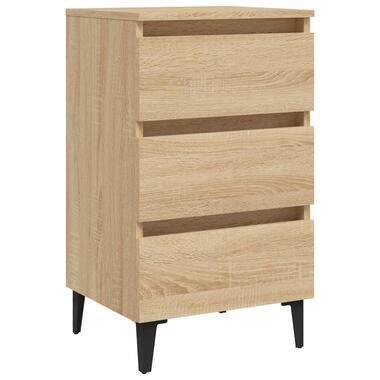 vidaXL Nachtkastje met metalen poten 40x35x69 cm sonoma eikenkleurig product