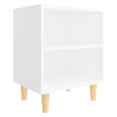 vidaXL Table de chevet avec pieds en bois massif Blanc 40x30x50 cm product