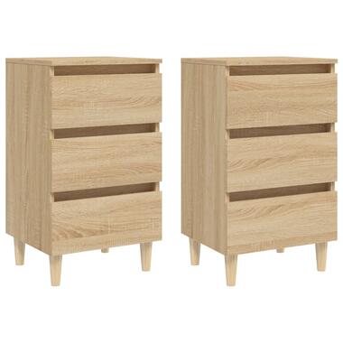 vidaXL Tables de chevet pieds en bois 2 pcs chêne sonoma 40x35x69 cm product