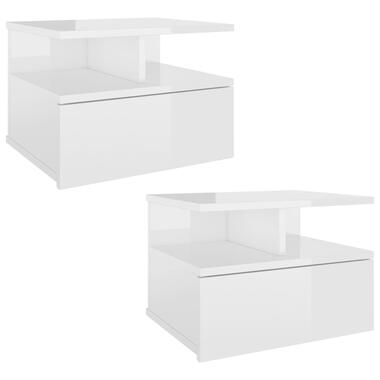 vidaXL Tables de chevet flottantes 2pcs Blanc brillant Bois ingénierie product