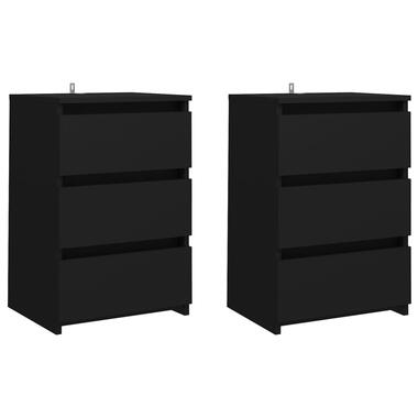 vidaXL Tables de chevet 2 pcs Noir 40x35x62,5 cm Aggloméré product