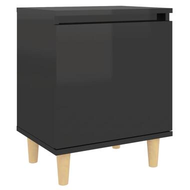 vidaXL Table de chevet avec pieds en bois Noir brillant 40x30x50 cm product