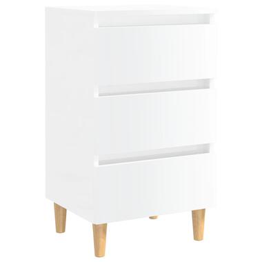 vidaXL Table de chevet avec pieds en bois blanc brillant 40x35x69 cm product