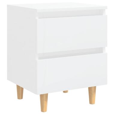 vidaXL Table de chevet avec pieds en pin Blanc brillant 40x35x50 cm product
