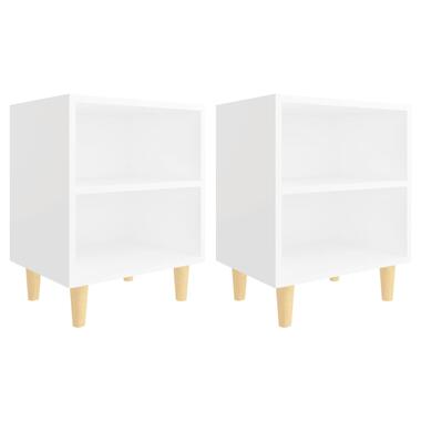 vidaXL Tables de chevet avec pieds en bois 2 pcs Blanc 40x30x50 cm product