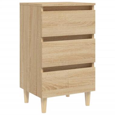 vidaXL Nachtkastje met houten poten 40x35x69 cm sonoma eikenkleurig product