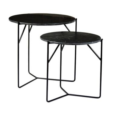 Livingfurn - Table d'appoint Mason Black - 52x52x53 - Marbre product