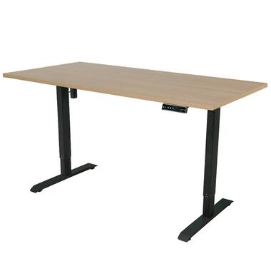 Elektrisch verstelbaar bureau - 140x80 cm - Single motor - Zwart / Eiken product