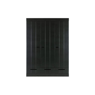 Armoire 3 Portes - Pin - Noir - 195x140x53 - WOOOD - Connect product