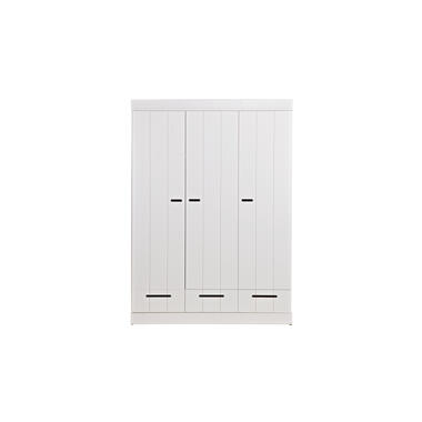 Armoire 3 Portes - Pin - Blanc - 195x140x53 - WOOOD - Connect product