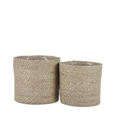 Mica Decorations Atlantic Plantenmand - Set van 2 - H20 x Ø20 cm - Jute - Crème product