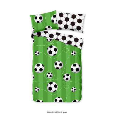 Good Morning Peuter dekbedovertrek "voetbal" - Groen - (120x150 cm) - Katoen product