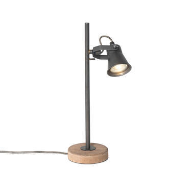 QAZQA lampe de table rurale noire avec du bois - jelle product