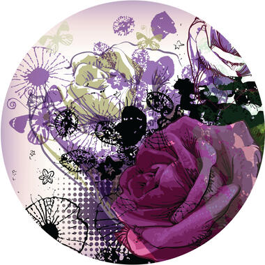 Sanders & Sanders zelfklevende behangcirkel - bloemen - paars en roze - Ø 70 cm product
