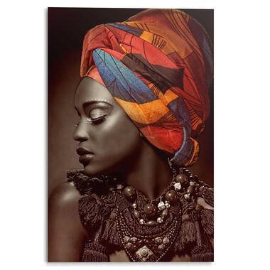 Plexiglasschilderij - Afrikaanse Vrouw - 120x80 cm Plexiglas product