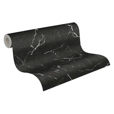 Livingwalls behangpapier - marmer - zwart wit - 53 cm x 10,05 m - AS product