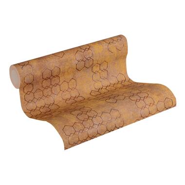 Livingwalls behangpapier - hexagon - roest bruin - 53 cm x 10,05 m - AS product