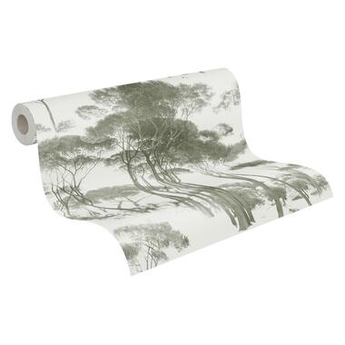 A.S. Création behangpapier - bomen - groen en wit - 53 cm x 10,05 m - AS product