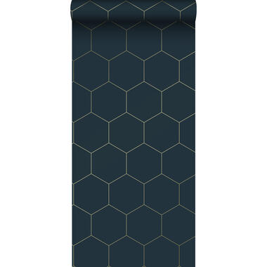 ESTAhome behang - hexagon - donkerblauw en goud - 0,53 x 10,05 m product