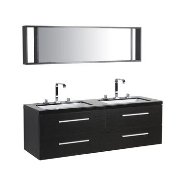 Meuble double vasque à tiroirs miroir inclus noir MALAGA product
