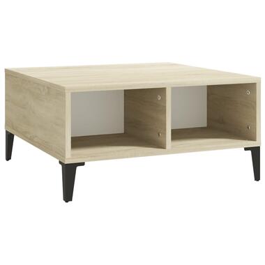 VIDAXL Salontafel 60x60x30 cm spaanplaat wit en sonoma eikenkleurig product