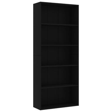 VIDAXL Boekenkast met 5 schappen 80x30x189 cm spaanplaat zwart product