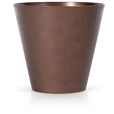 Kunststof bloempot/plantenpot 25 cm cortenstaal look/brons product