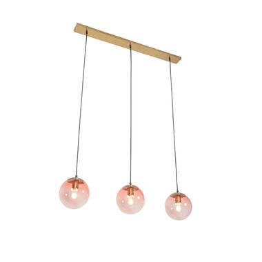 QAZQA suspension art déco en laiton et verre rose 3 lumières - pallon mezzi product
