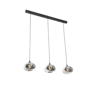 QAZQA suspension art déco noire 3 lumières avec verre fumé - busa product