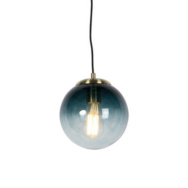 QAZQA lampe à suspension art déco en laiton et verre bleu océan 20 cm - pallon product