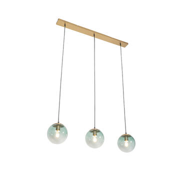 QAZQA suspension art déco en laiton avec verre vert 3 lumières - pallon mezzi product