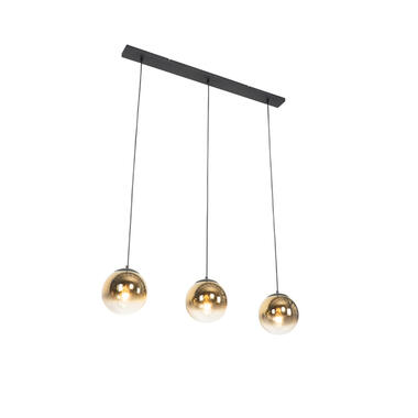 QAZQA suspension art déco noire à 3 lumières allongée dorée - pallon product