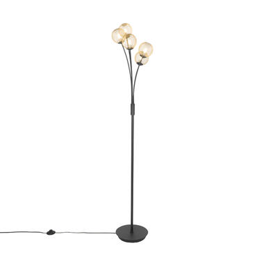 QAZQA Moderne vloerlamp zwart met goud 5-lichts - Athens Wire product