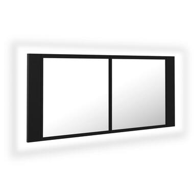 vidaXL Badkamerkast met spiegel en LED 100x12x45 cm acryl zwart product