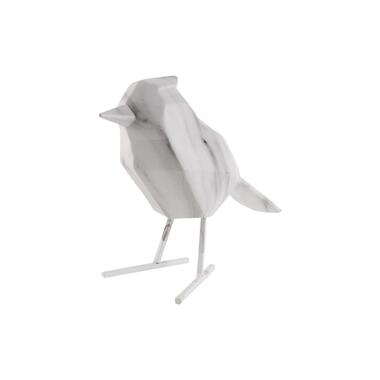 Ornament Bird - Large - Polyresin - Marmerprint Wit - 9x24x18,5cm product