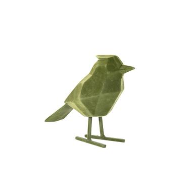 Ornament Bird - Polyresin Fluweel Donker Groen - Large - 18,5x9x24cm product