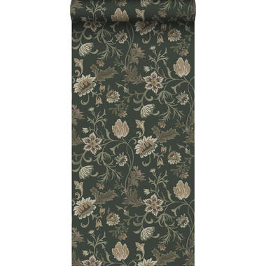 ESTAhome papier peint - fleurs vintage - noir et vert - 0.53 x 10.05 m product