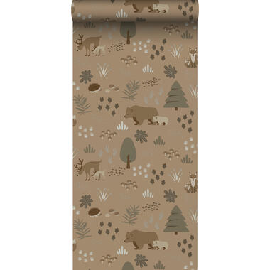 ESTAhome behang - bos met bosdieren - beige bruin - 0.53 x 10.05 m product