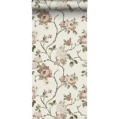 ESTAhome behangpapier - vintage bloemen - gebroken wit en oudroze product