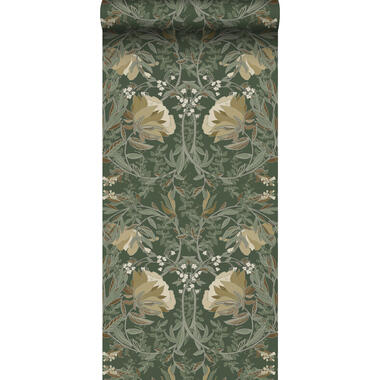 ESTAhome behangpapier - vintage bloemen in art nouveau stijl - donkergroen product