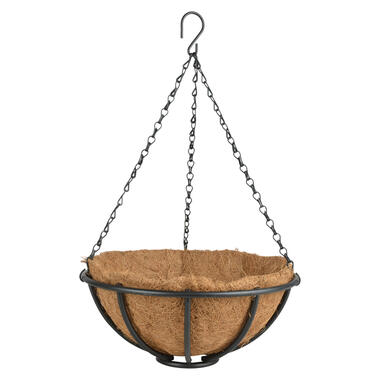 Esschert Design Hanging basket - metaal - zwart - met inlegvel - 30 cm product